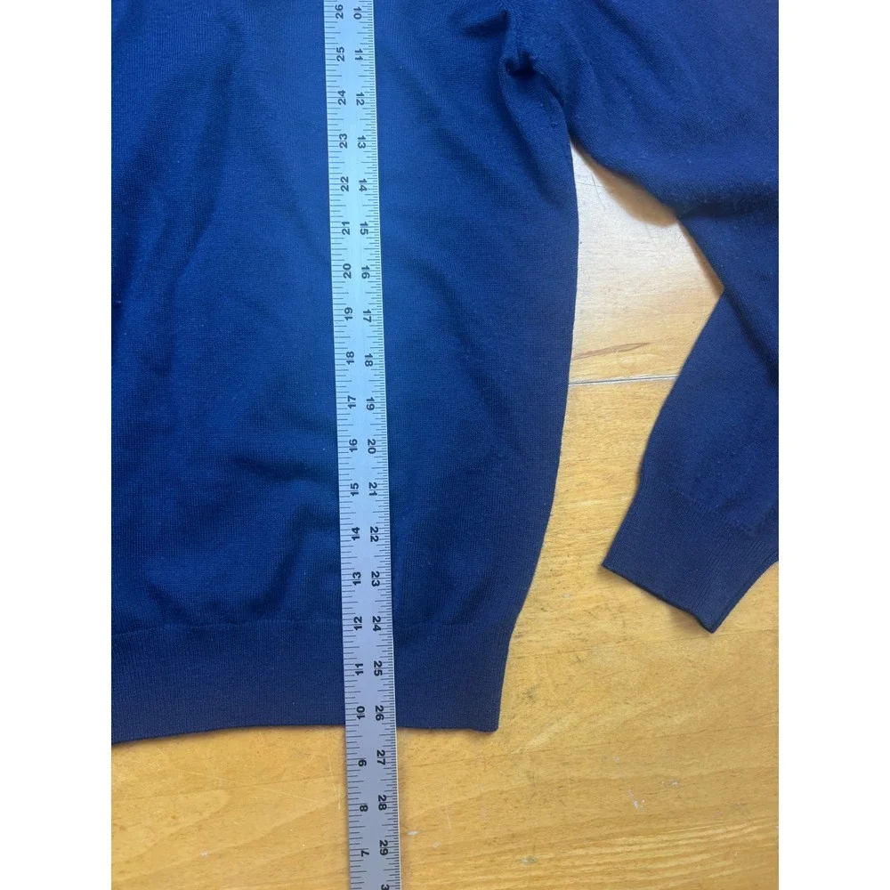 Collars & Co Mens Navy Blue 100% Merino Wool Quarter Zip Sweater Mock Neck